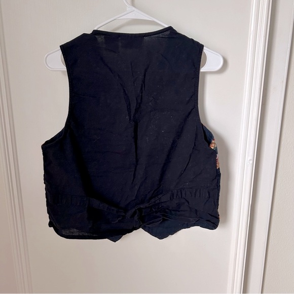 Vintage Patchwork Autumn Button Vest Medium M Apples Pumpkins Fall - Picture 2 of 7